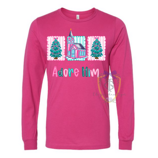 Adult and Youth Long Sleeves Religous Brights Christmas Tee