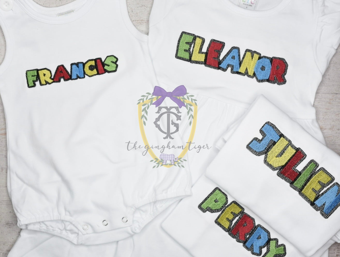 Brothers Font embroidered Tee, dress, or bubbble