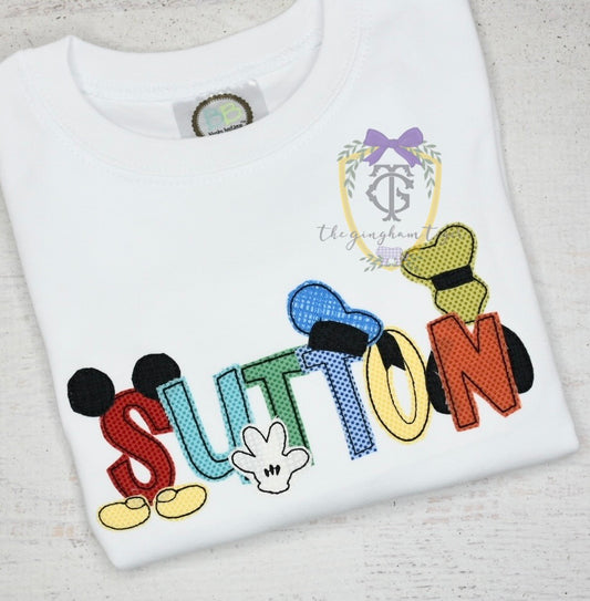 Mouse Friends Applique Name Shirt
