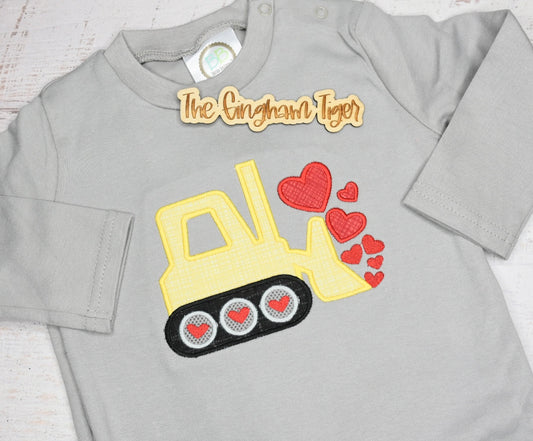 Bulldozer Valentine Applique Tee