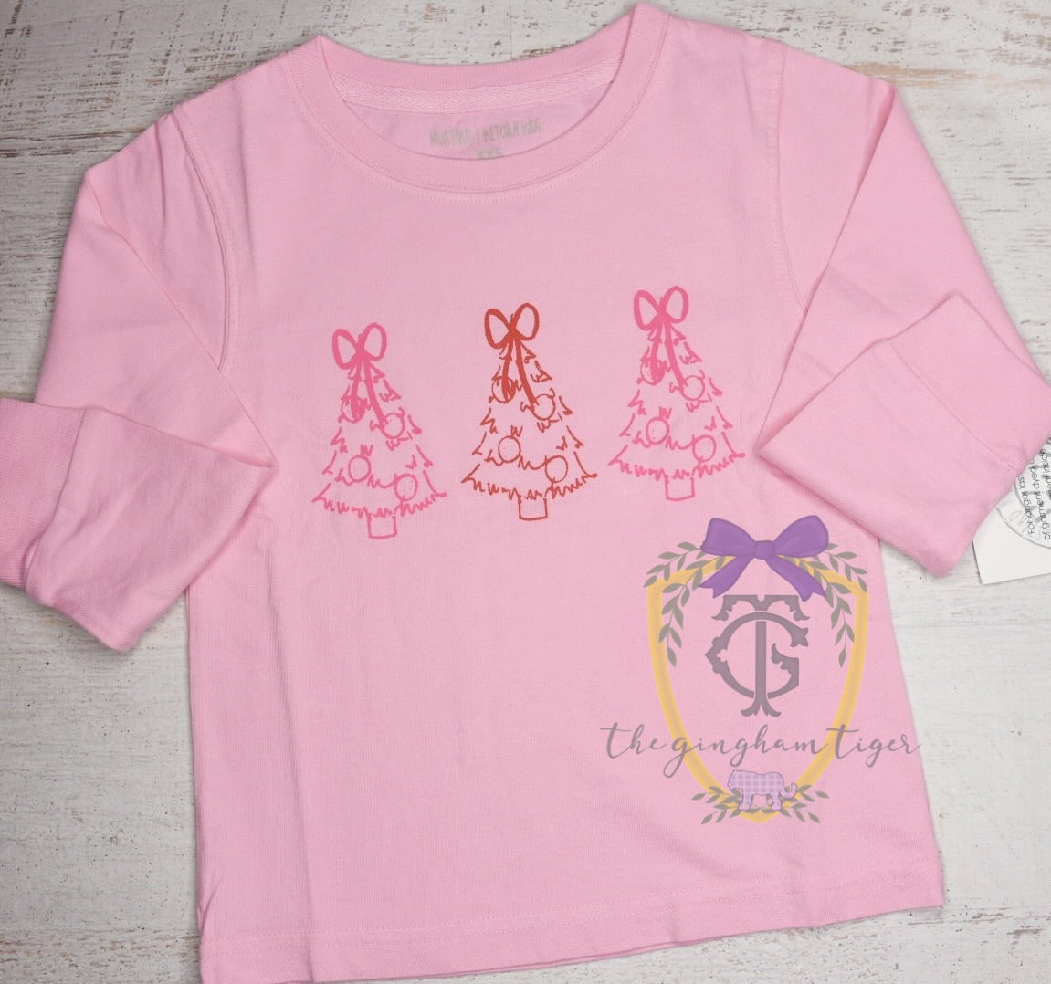 Mustard & Ketchup Kids Pink Tree Shirt - Long Sleeves