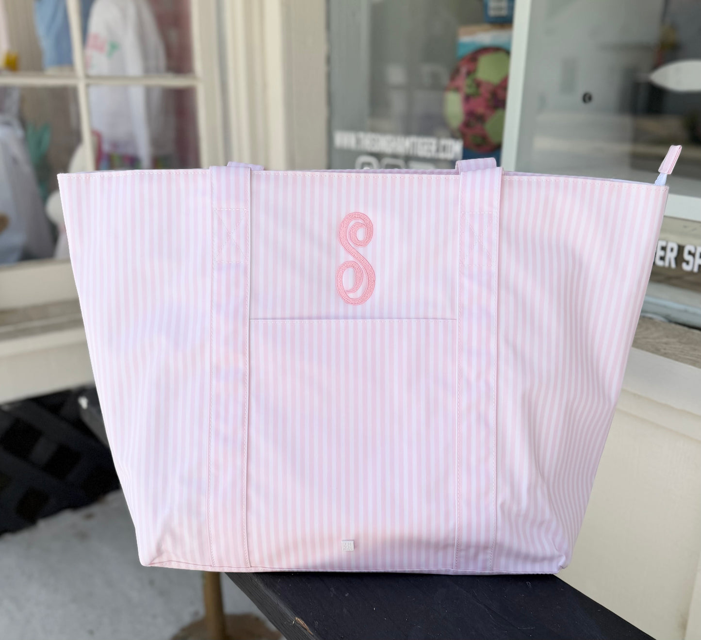 Jumbo XL TRVL tote - Pimlico Pink Stripe