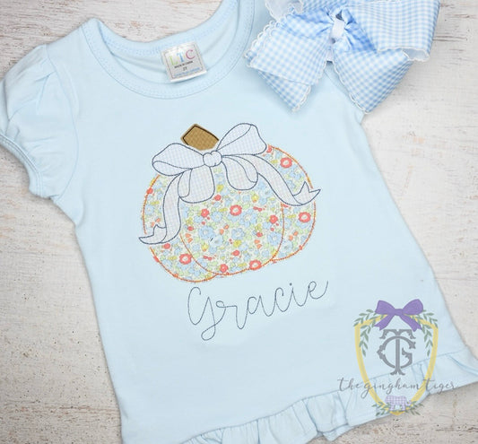Floral Pumpkin with Bow Applique Tee