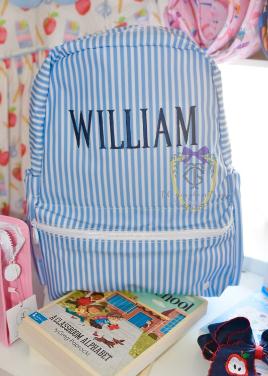 Chambray Stripe Blue Backpack TRVL
