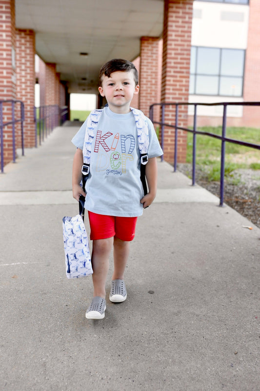 Boys Kindergarten Apple Embroidered Tee
