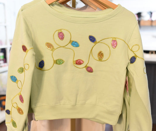 Sequins Christmas Lights Sweatshirt - Tween Girls