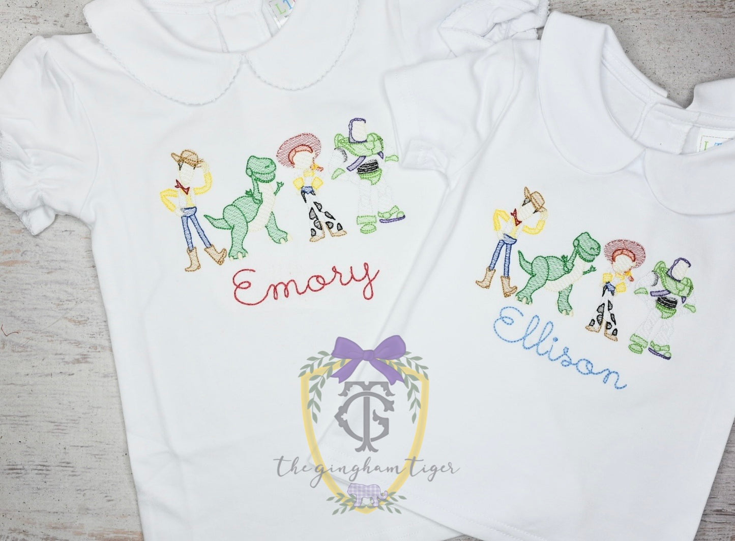 Toys Embroidered Collar Top, Tee, or Bubble