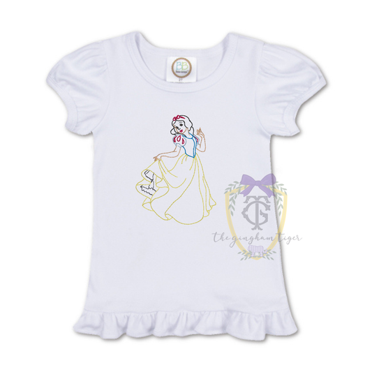 Vintage Stitch Snow Princess Embroidered Tee or Romper
