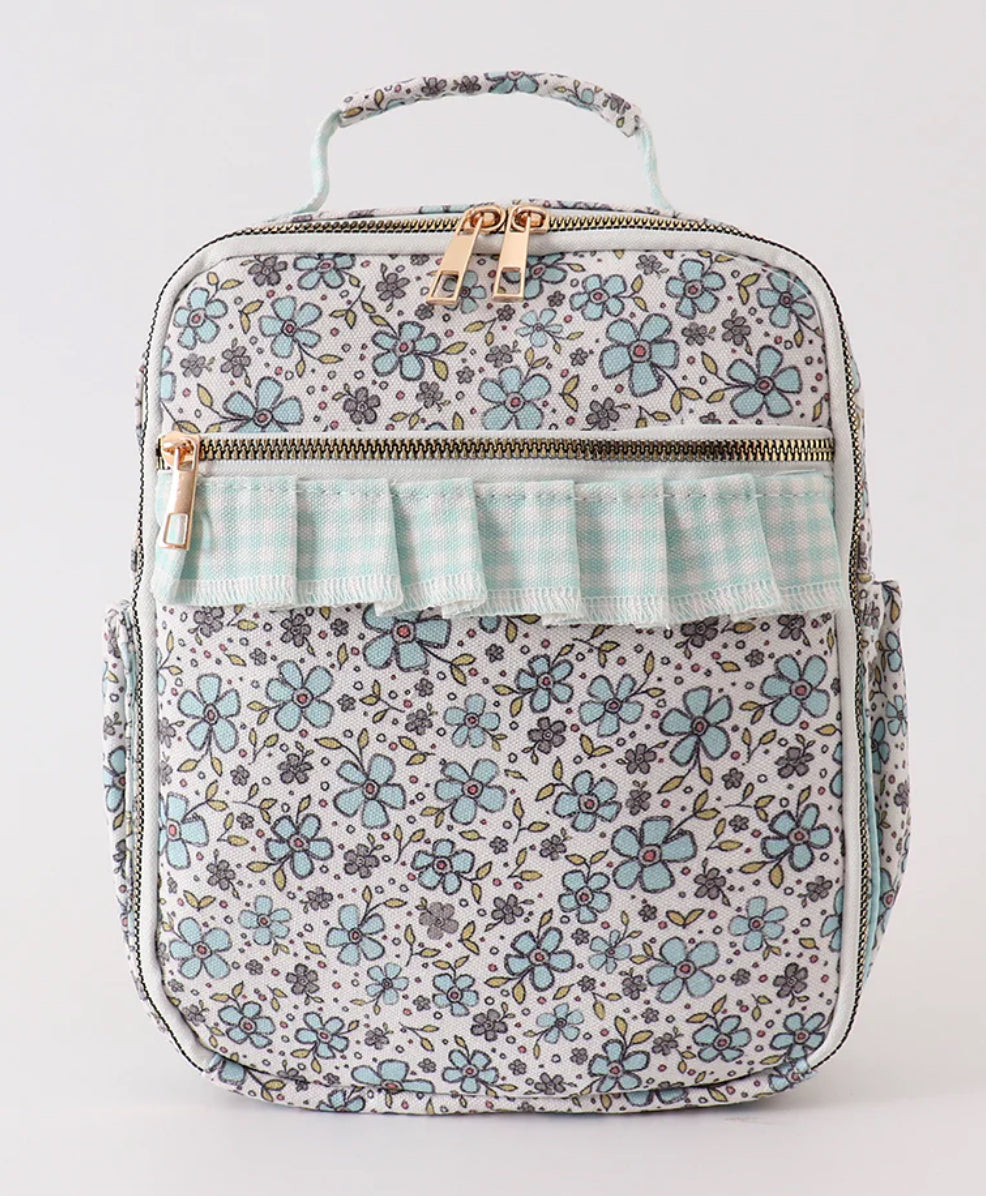 Floral Ruffle Backpack and Lunchbox set