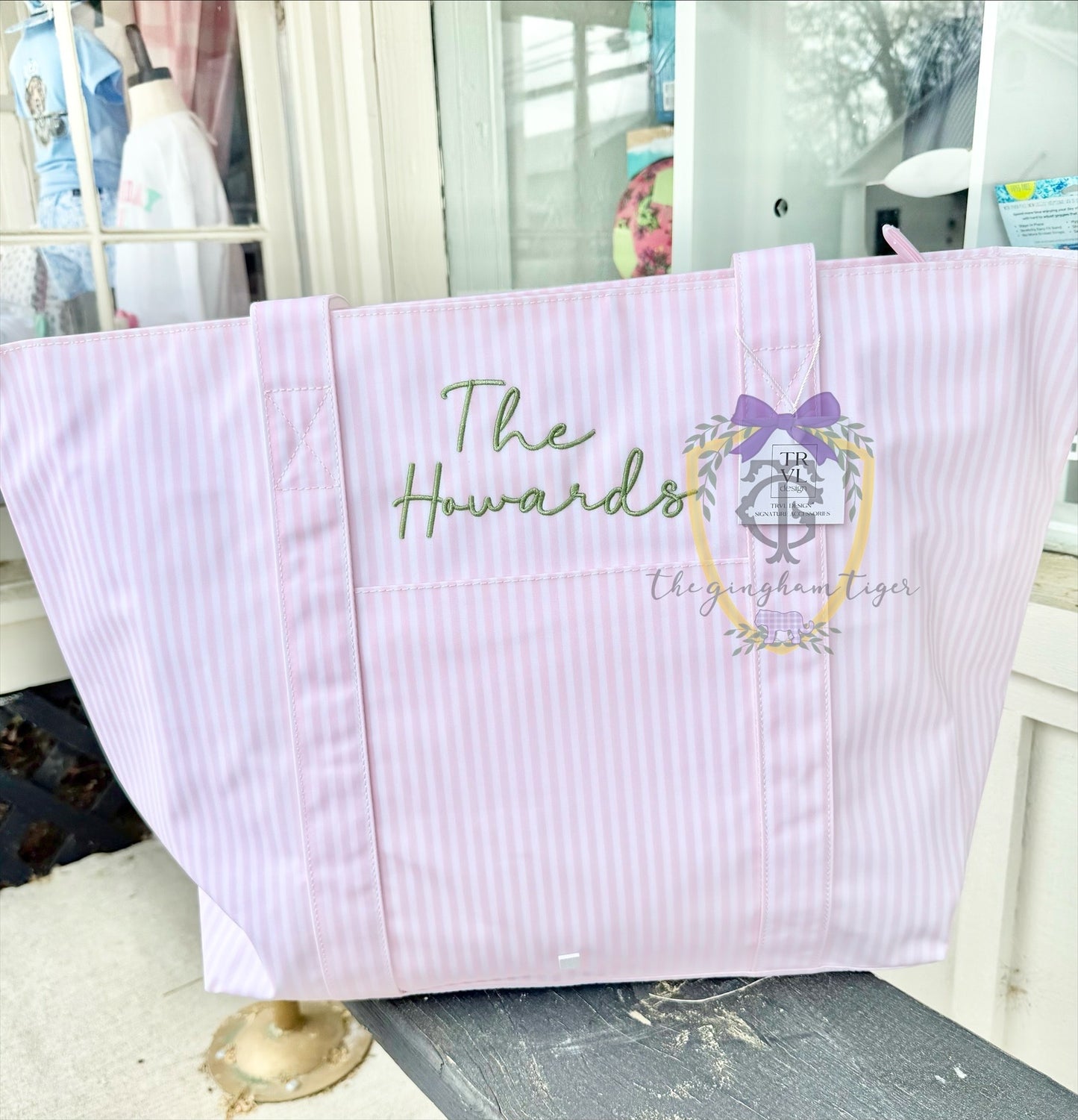 Jumbo XL TRVL tote - Pimlico Pink Stripe