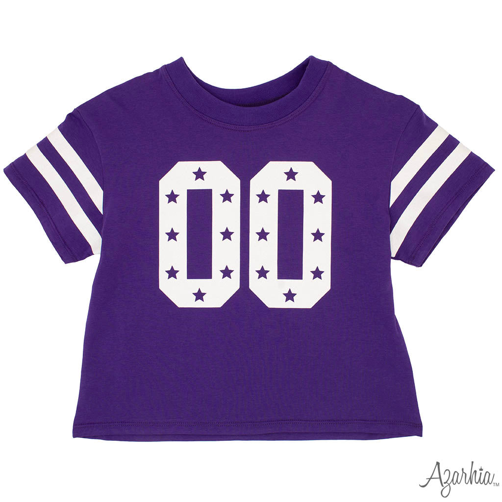 Glitter Double 00 Stars Boxy Tee - Purple
