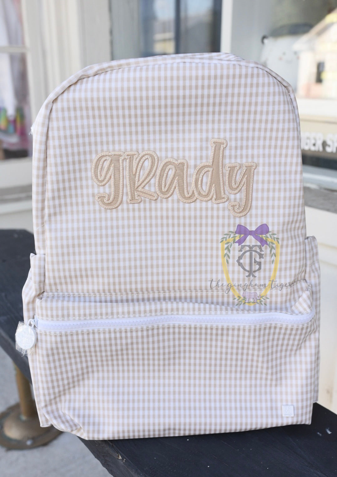 Gingham Khaki Backpack TRVL