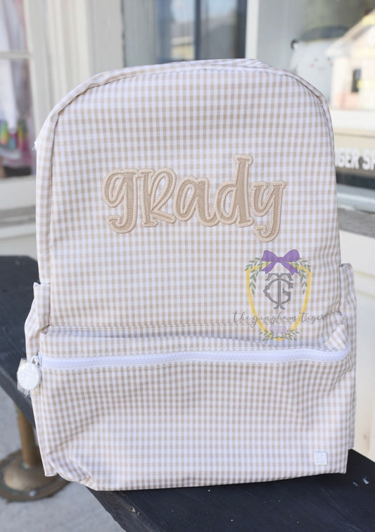 Gingham Khaki Backpack TRVL