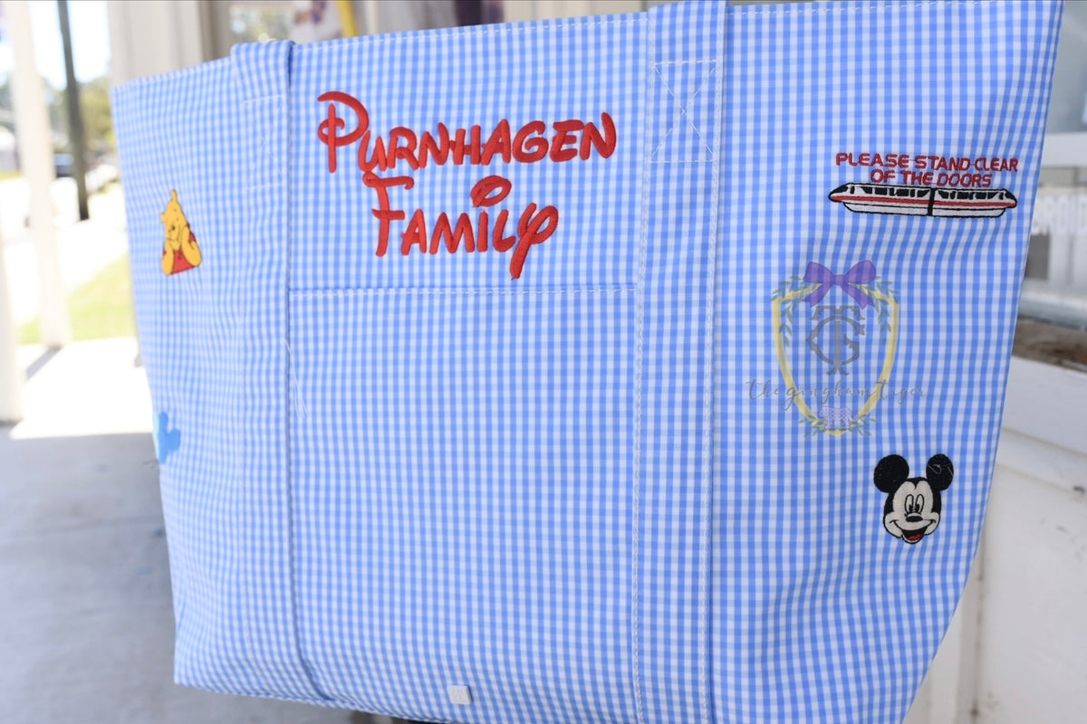 Jumbo XL TRVL tote - Gingham Sky