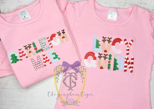 Christmas Name Dress, Romper, or Tee - Girl