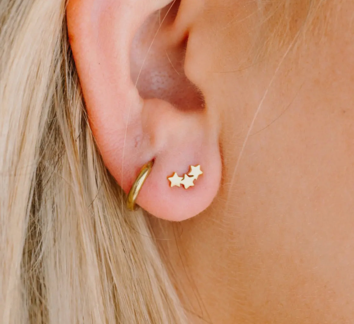 Pierced Co Triple Star Earrings