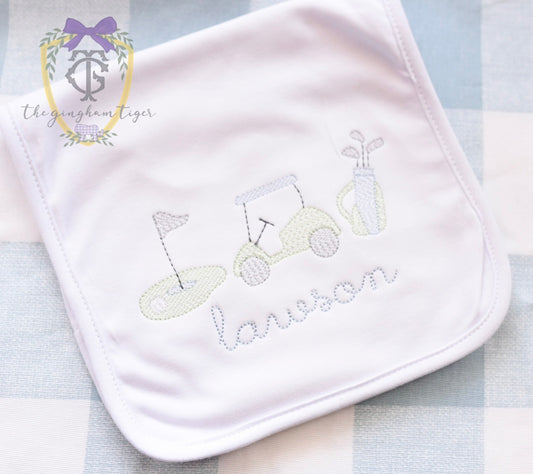 Golf Trio Burp Cloth or Bib