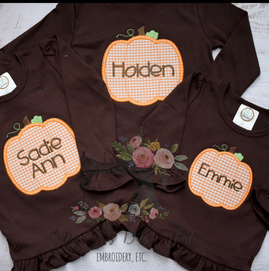 Pumpkin Applique with Name