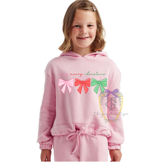 Girls Bow Hooded Sweatshirt