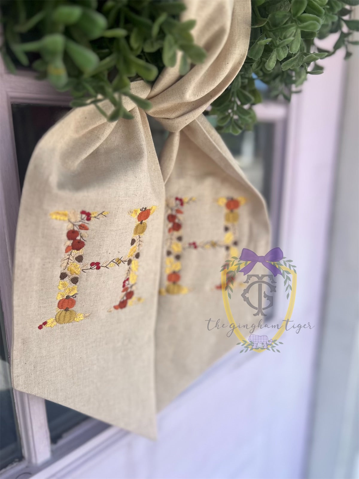 Fall Initials Wreath Sash