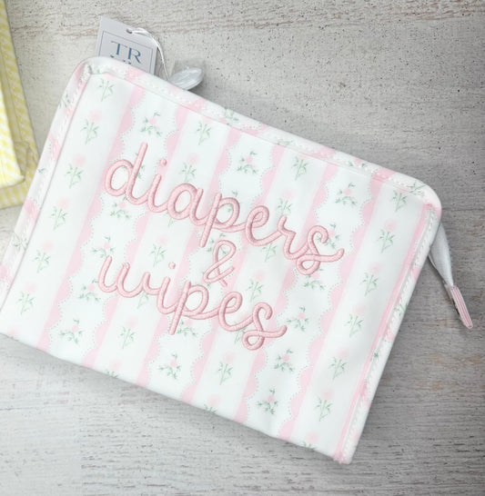 Diapers and wipes pink floral stripe stripe large TRVL Roadie