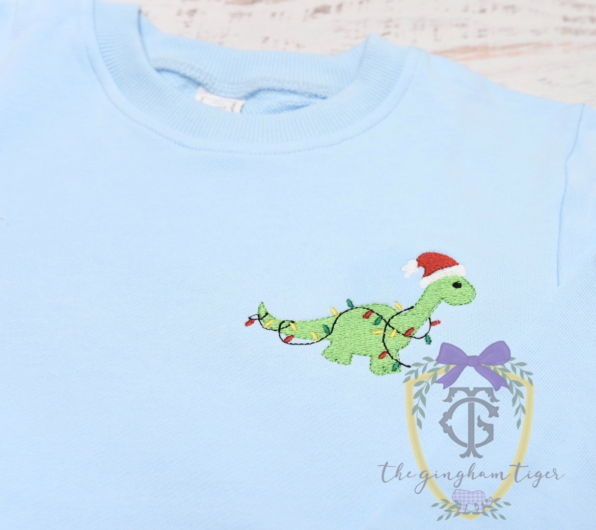 Dinosaur Santa Embroidered Tee or Sweatshirt