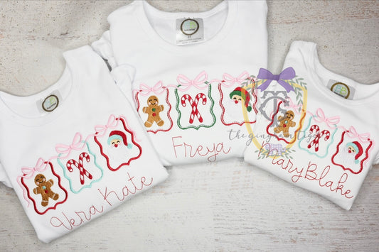 Christmas Trio Embroidered Tee -Girl