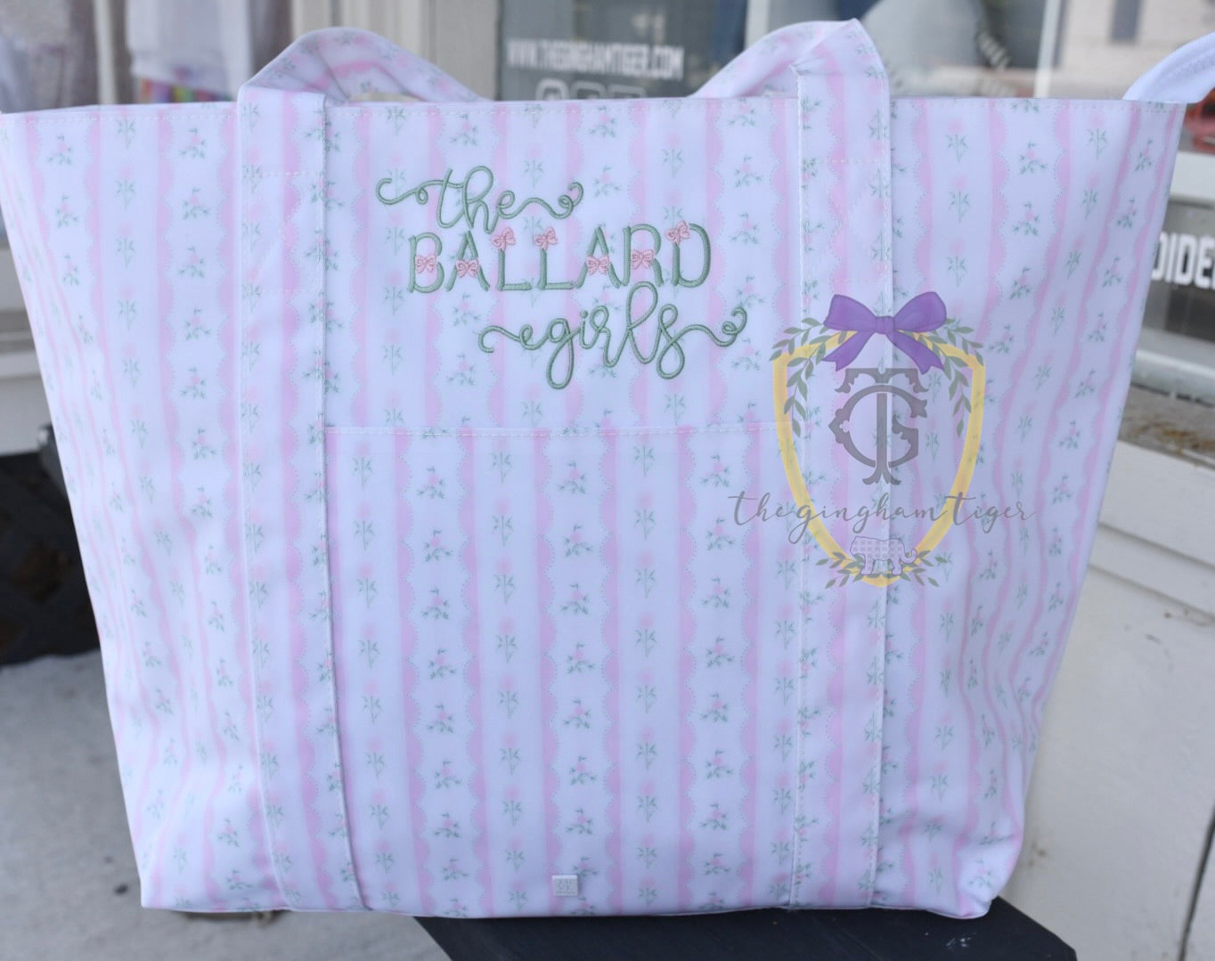 JUMBO TRVL Tote Ribbon Floral Pink