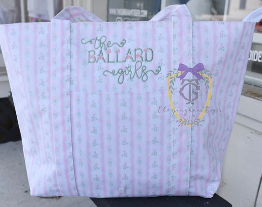 JUMBO TRVL Tote Ribbon Floral Pink
