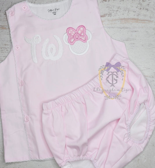 Mouse Girl Birthday Diaper Set
