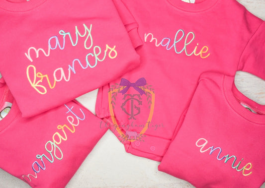 Colorful name tee or sweatshirt