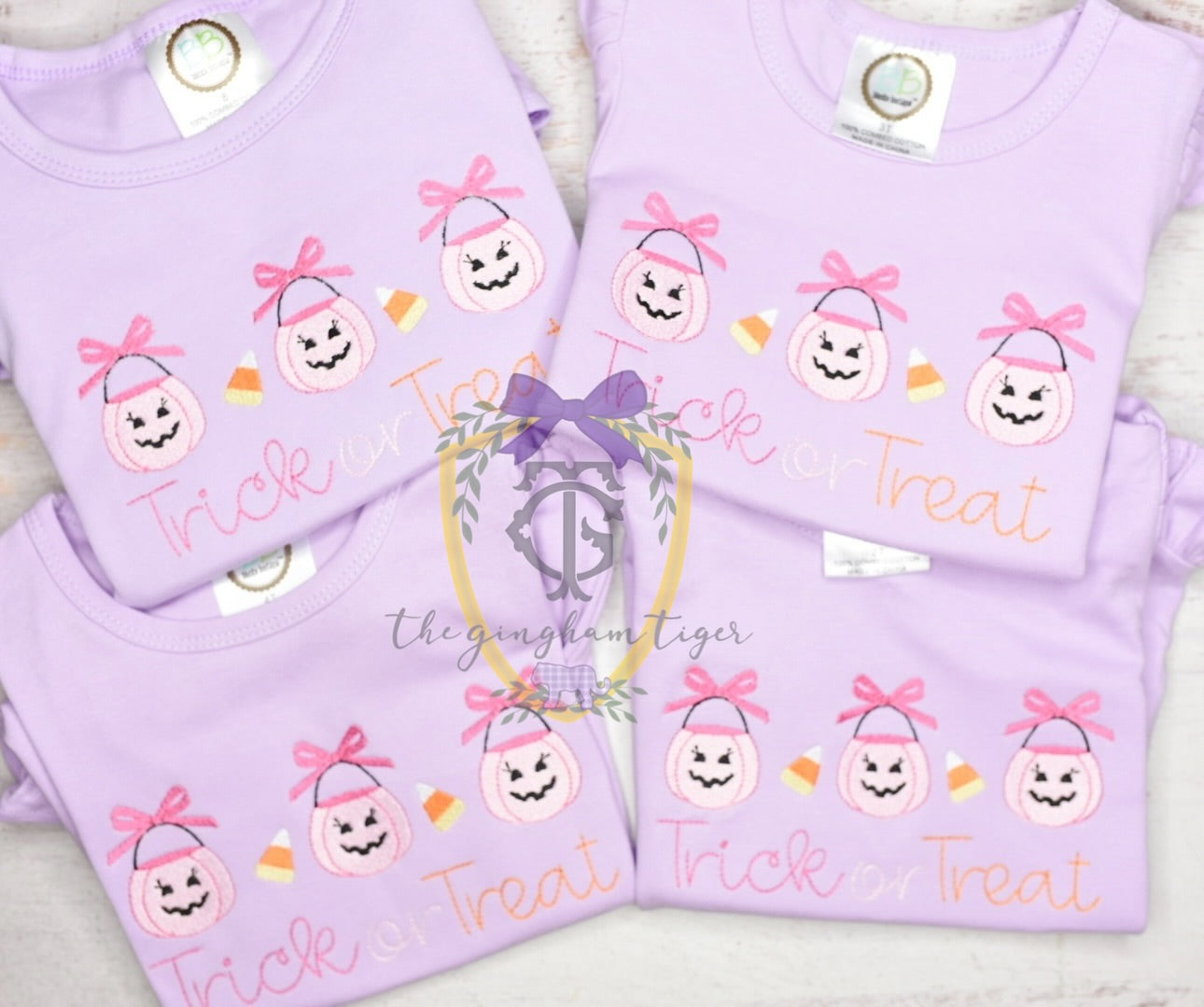 Trick or Treat Girls Embroidered Tee