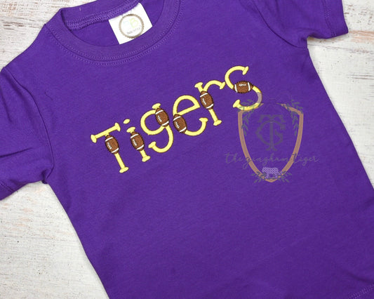 Embroidered Team Tee - Purple/Gold Tigers