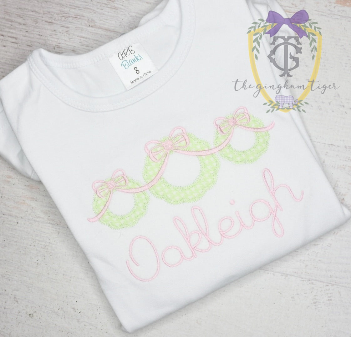 Wreath Trio Applique with Bow