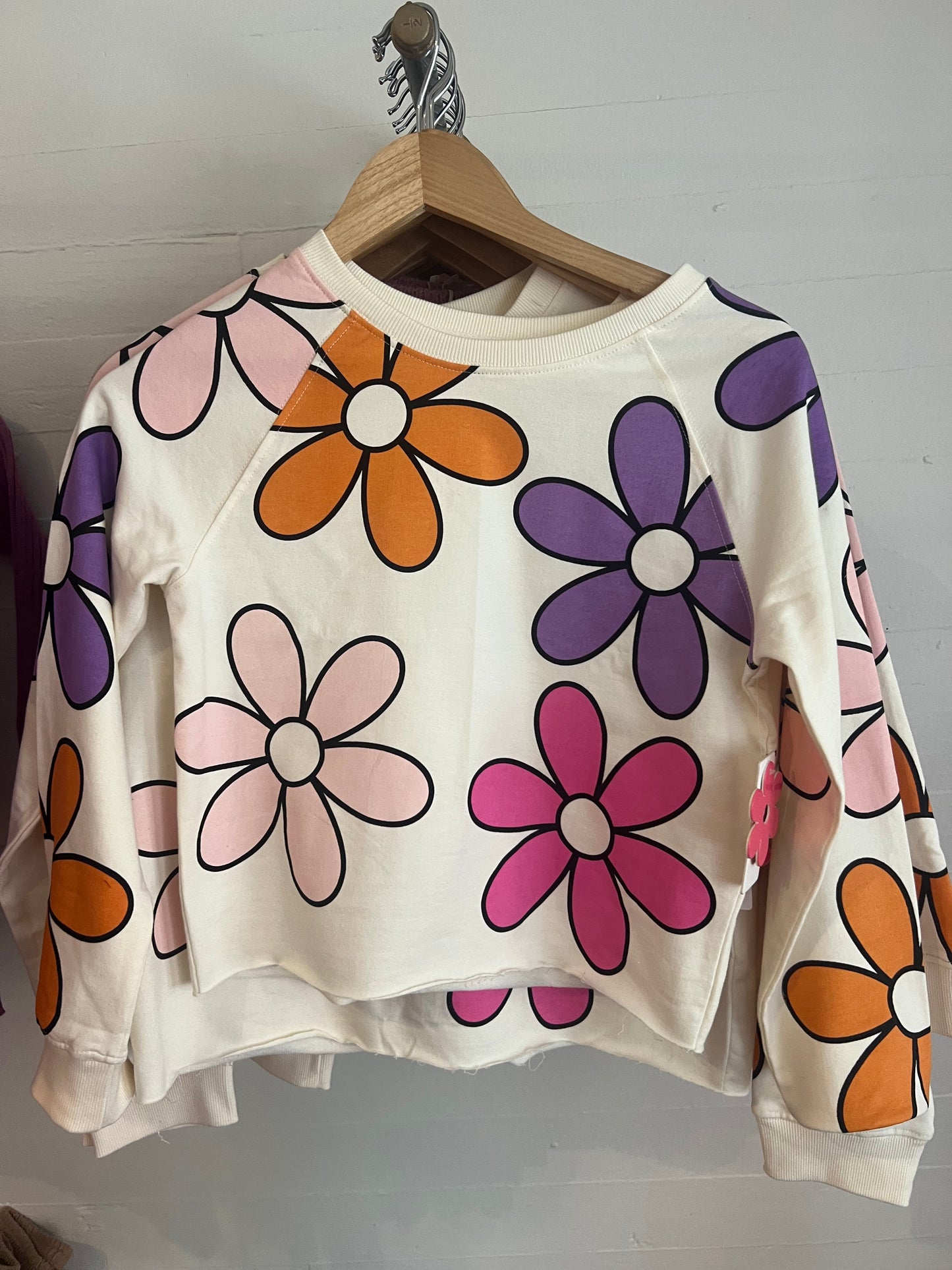 Retro Flower Cropped Sweatshirt