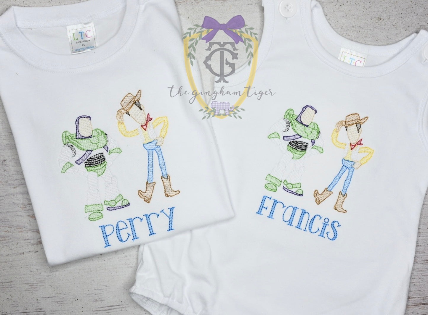 Best Friends Cowboy and Spaceman Embroidered Tee or Bubble