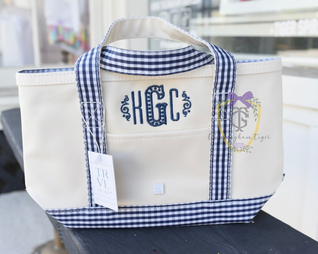 Trvl Mini Tote - Navy Gingham