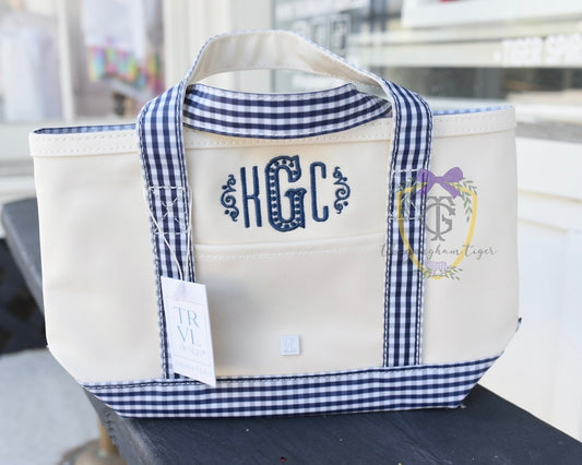 Trvl Mini Tote - Navy Gingham