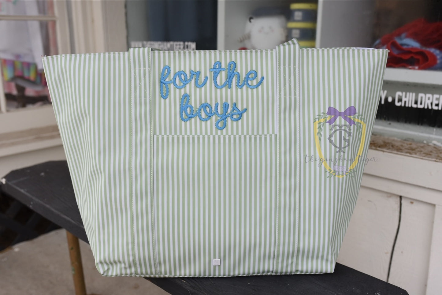 Jumbo XL TRVL tote - Pimlico Stripe Sage