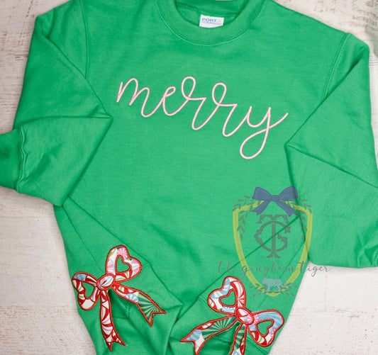 Merry Sweatshirt with Bow Hem