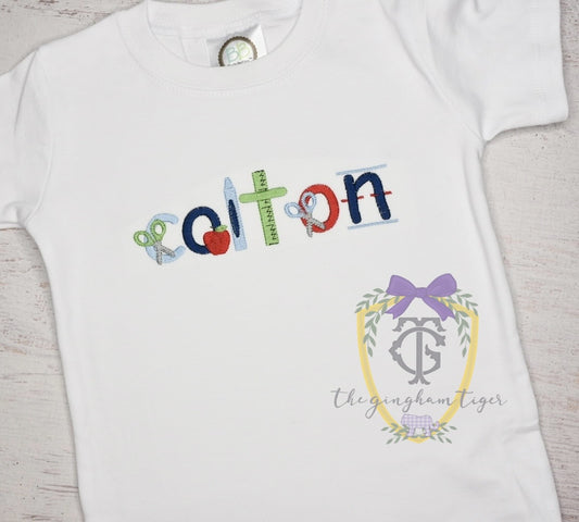 School Font Embroidery -Boys