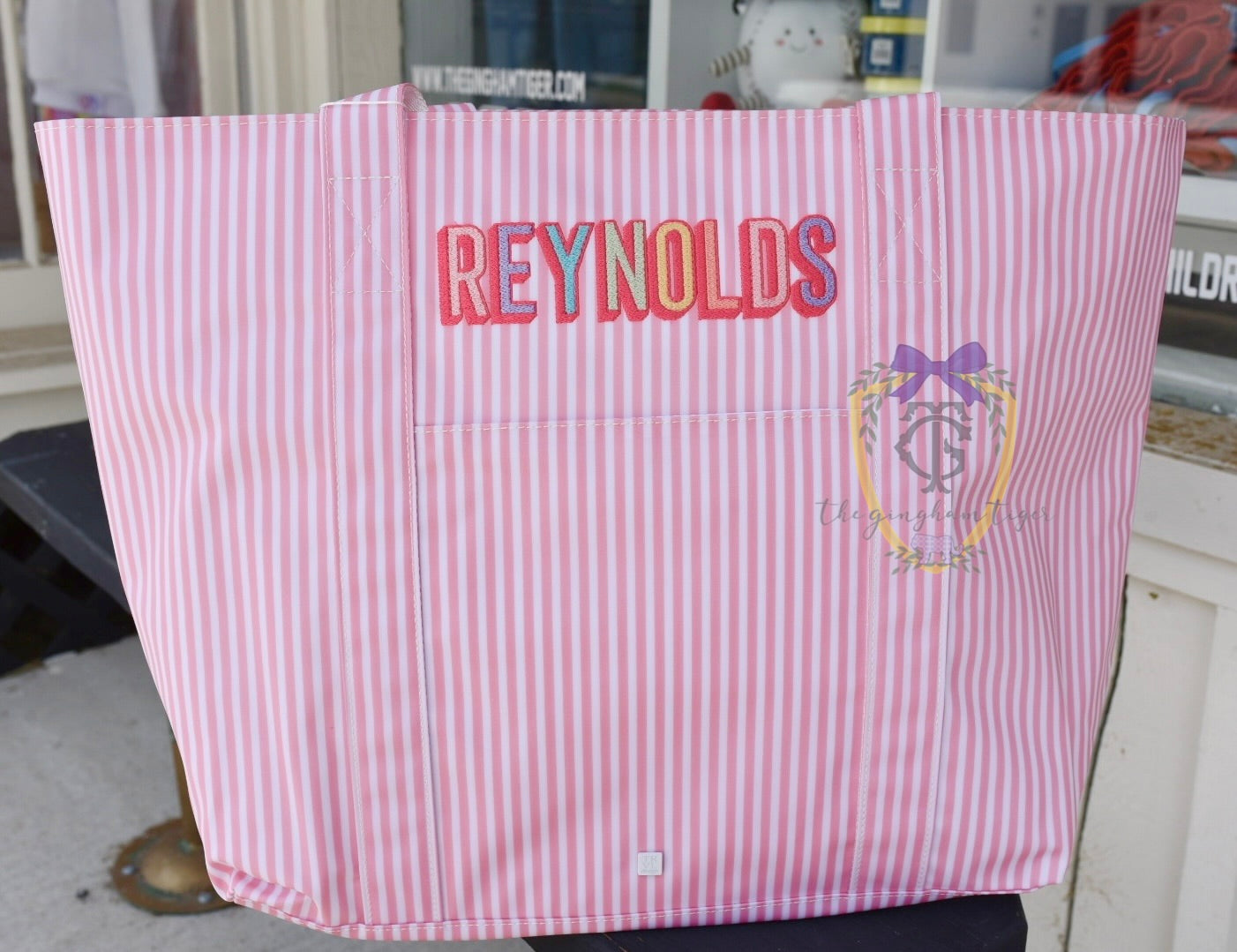 Jumbo XL TRVL tote Pimlico Stripe Dusty Rose