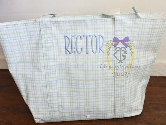 Jumbo XL TRVL tote - Classic Plaid Green