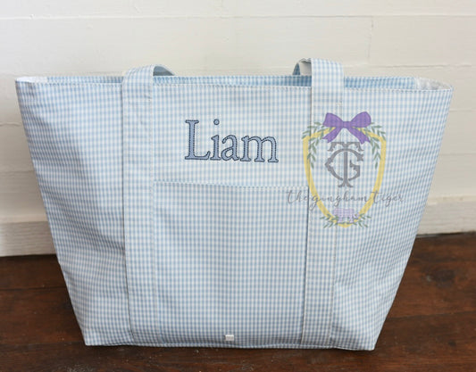 Gingham Mist TRVL JUMBO Tote
