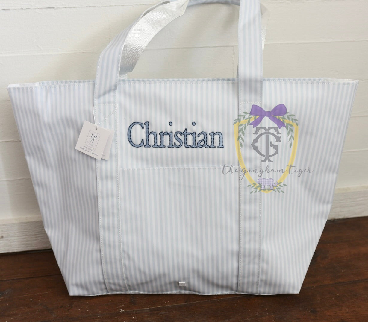 Pimlico Stripe Blue JUMBO TRVL Tote.