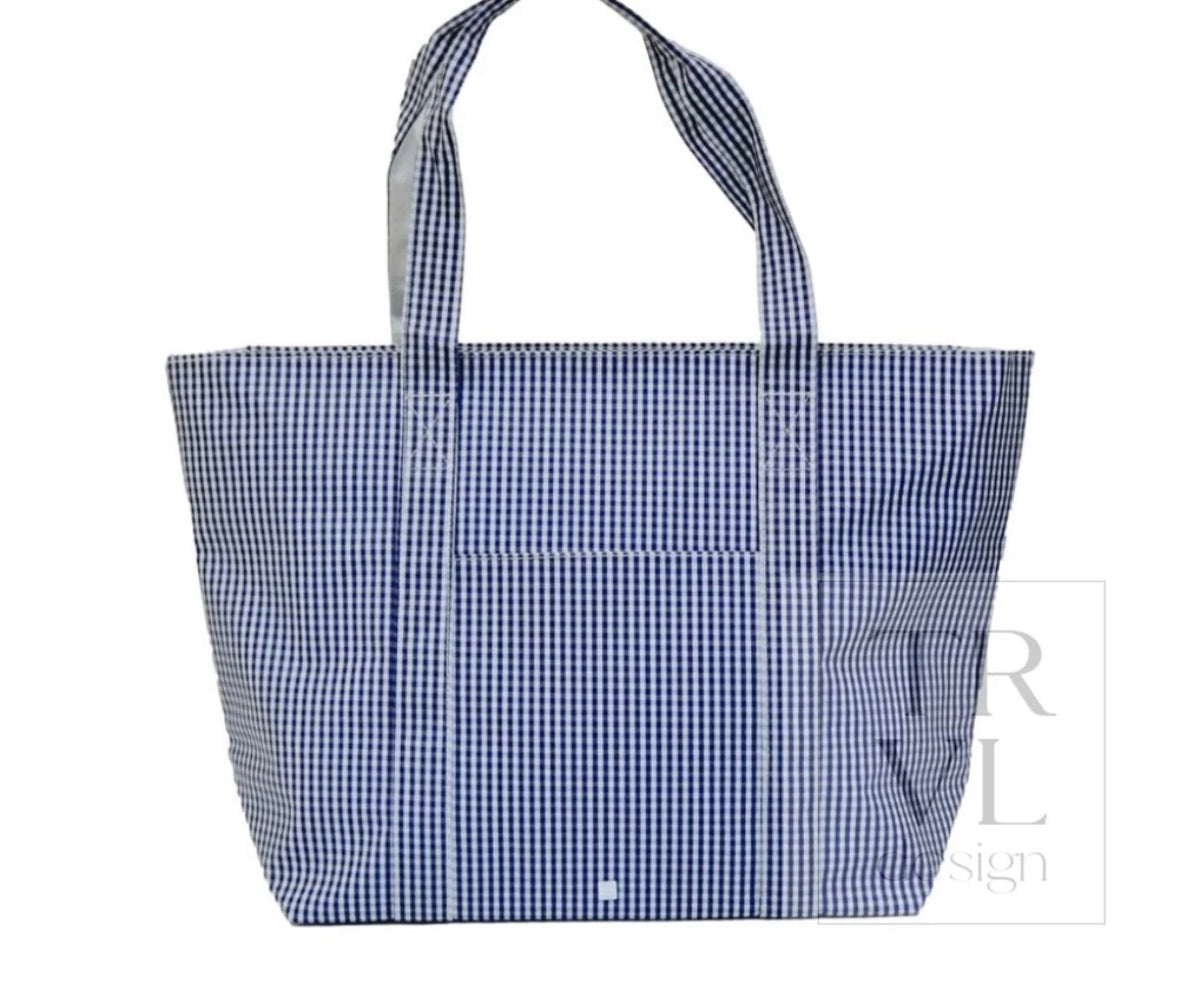 JUMBO TRVL Tote - Navy Gingham