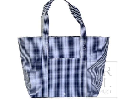 JUMBO TRVL Tote - Navy Gingham