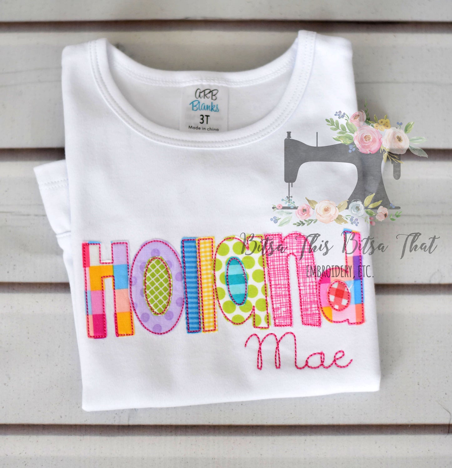 Girls Applique Name Tee - Brights