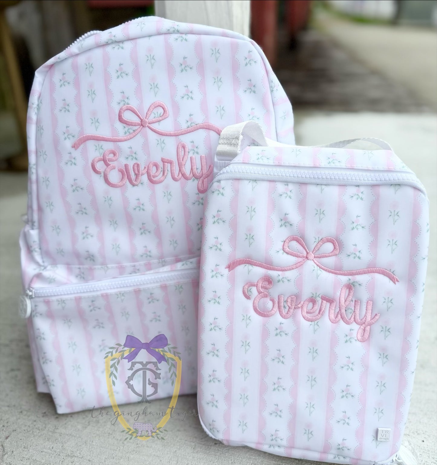 Pink Floral Ribbon TRVL Backpacker