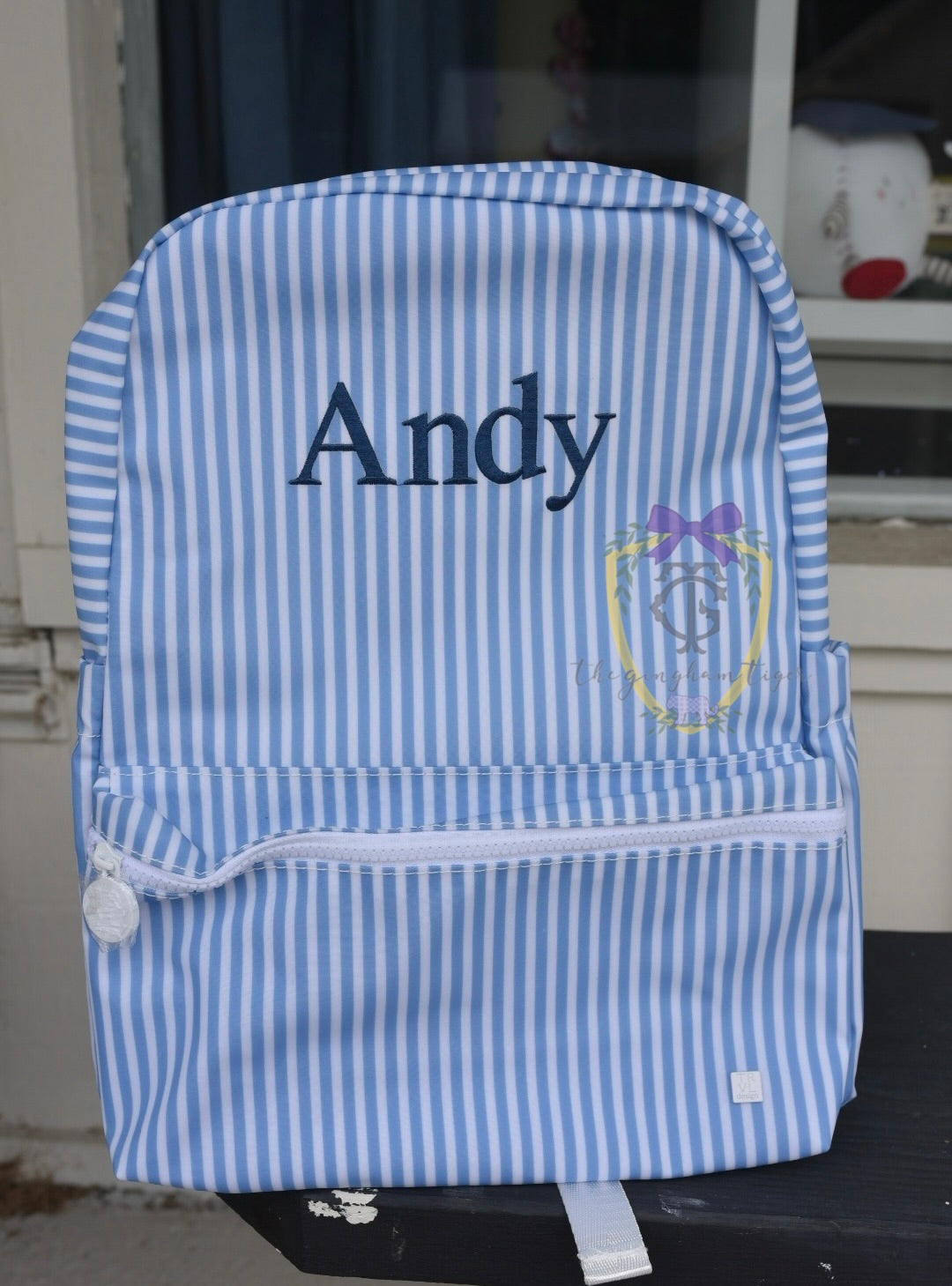 Chambray Stripe Blue Backpack TRVL